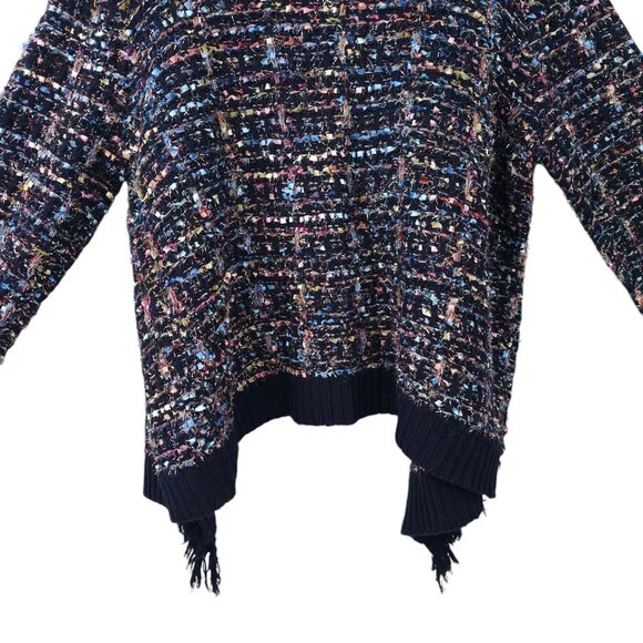Original USA Open Front Cardigan Women S/M Sparkle Glitz Fringe Ribbon Weave NEW - Picture 13 of 16
